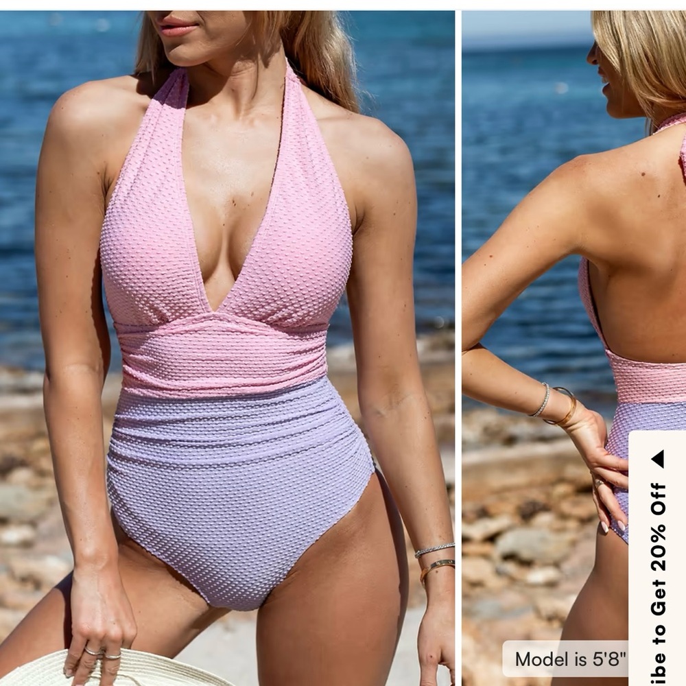 Cupshe Pink and Lavender One Piece Swimsuit